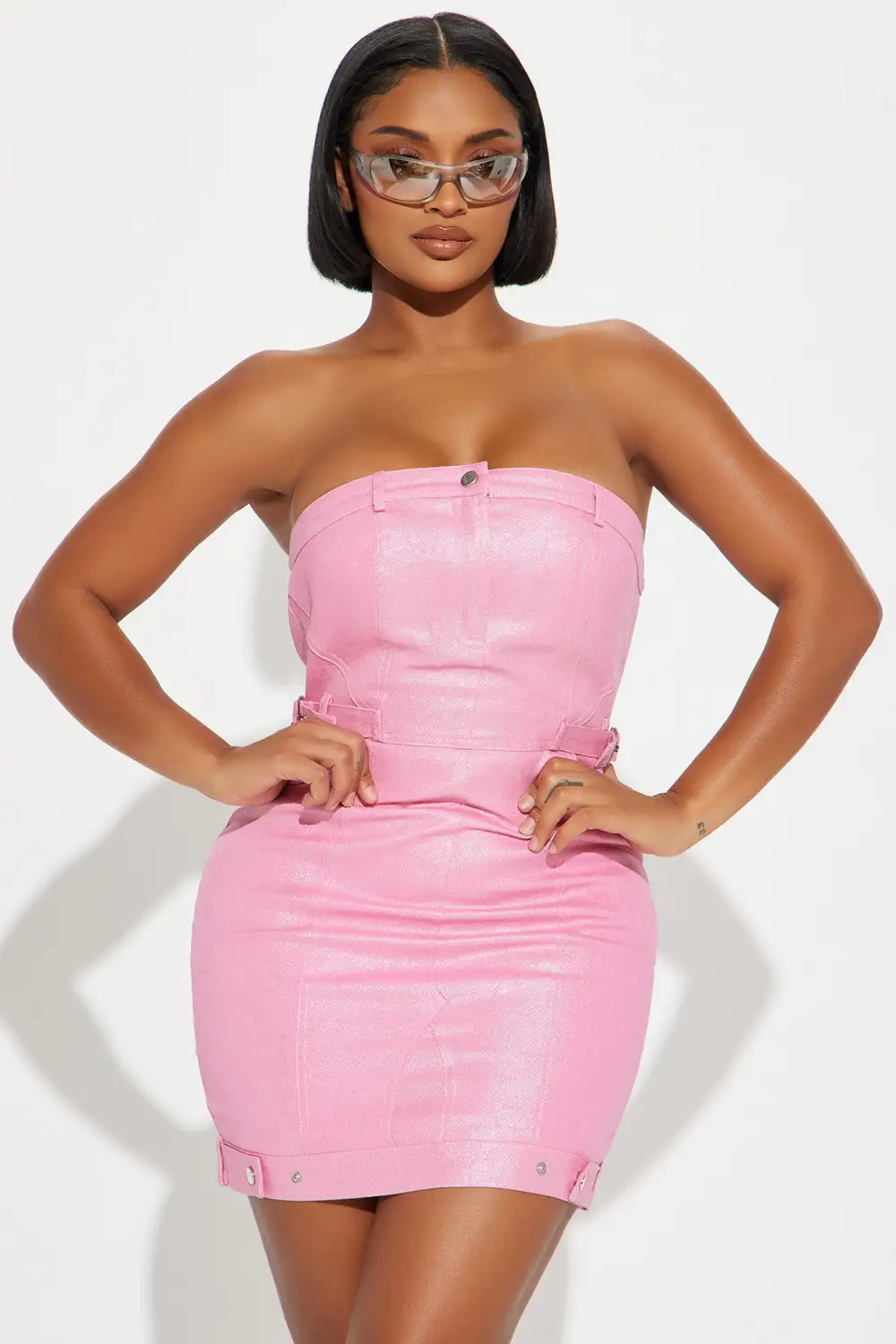 Think Pink Denim Mini Dress - Pink