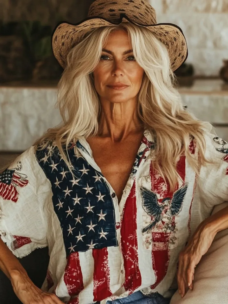 Women's Independence Day Eagle Art Casual Shirt