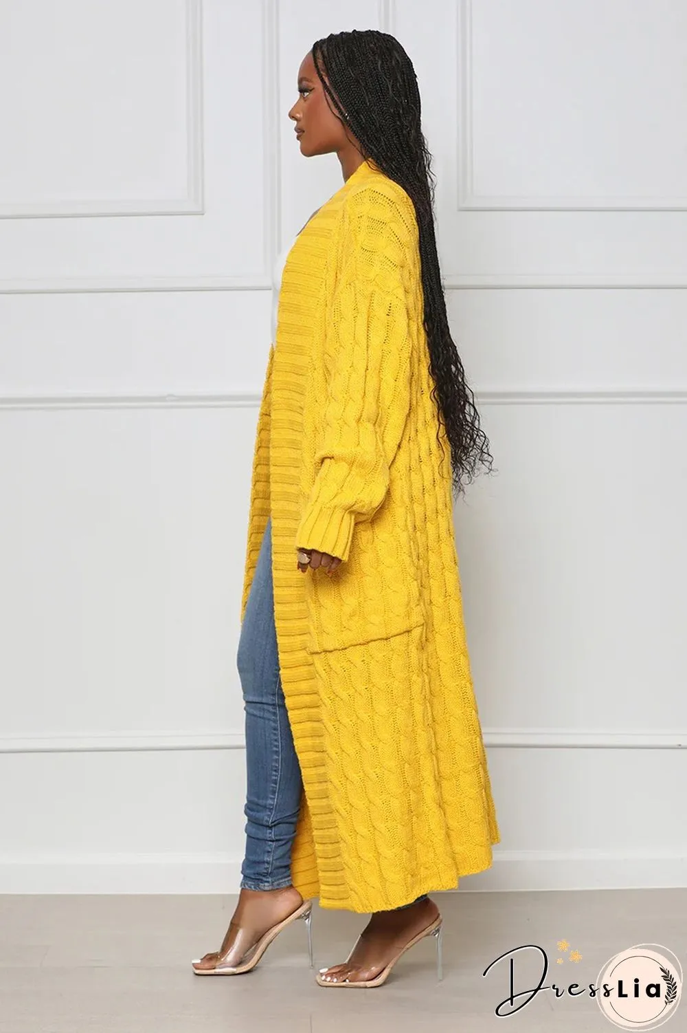 Winter Crochet Loose Long Twist Sweater Cardigan