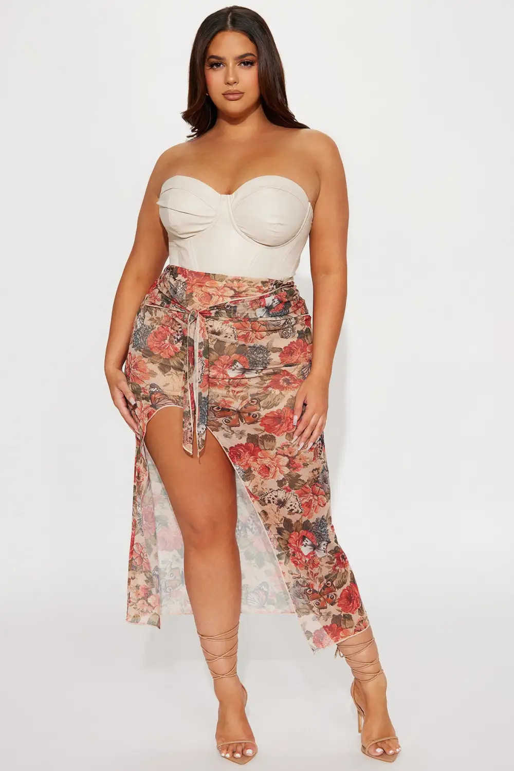 Bae For Tonight Faux Leather Corset Top - Nude