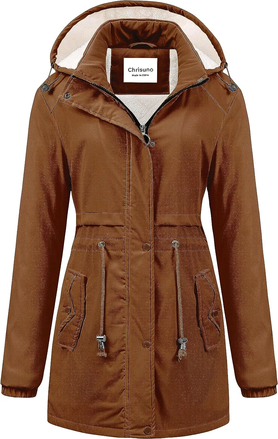 Women's Mid-Length Parka Winter Outerwear Jacket Soft Fleece Warm Snow Coat