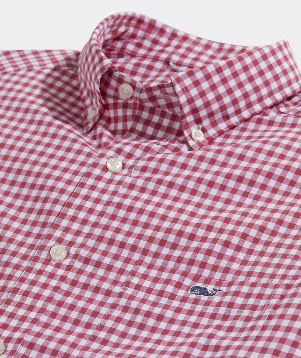 On-The-Go Nylon Short-Sleeve Gingham Shirt