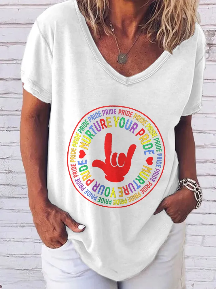 Women'S Pride Month V-Neck Short-Sleeved T-Shirt