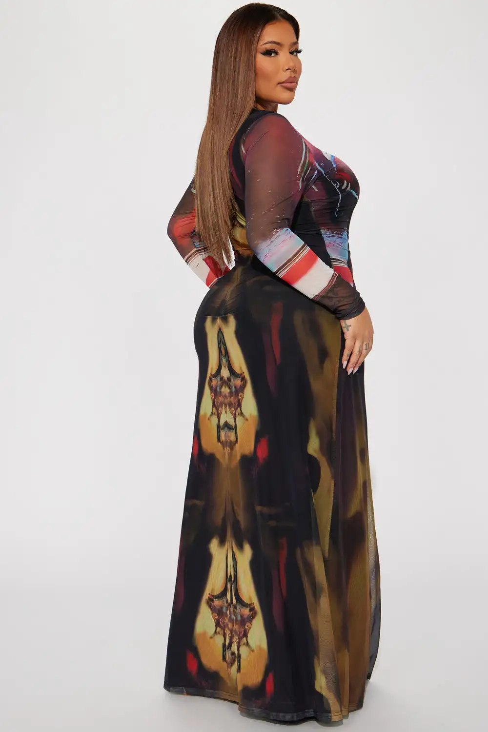 Body On Me Mesh Maxi Dress - Red/combo