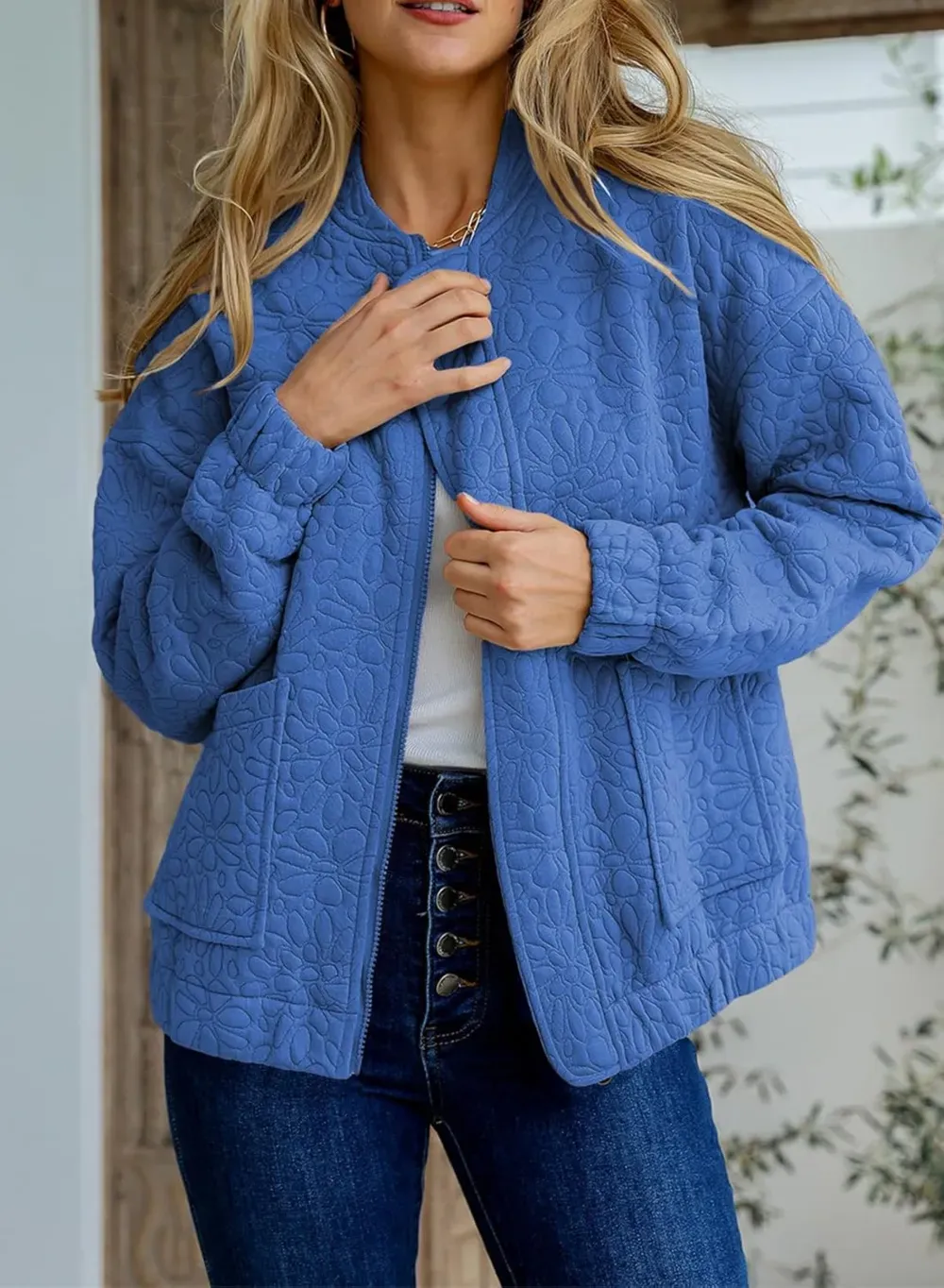 Jackets for Women Spring Fashion 2025 Cute Jacquard Coats Lightweight Zip Up Jackets Dressy Casual