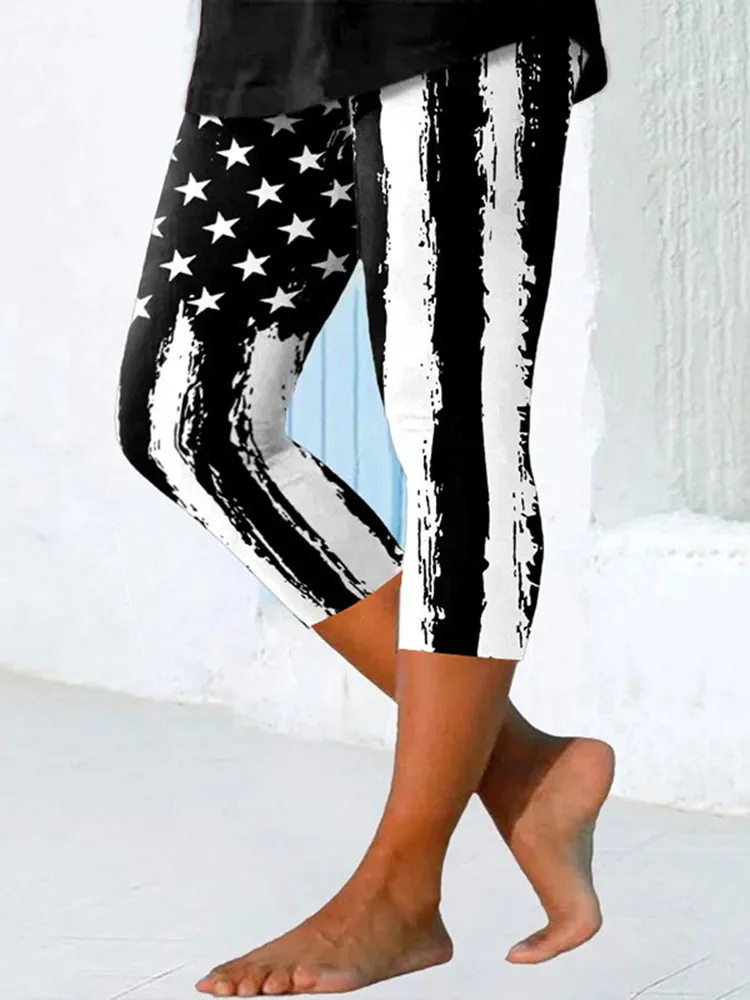 Women's Independence Day Flag Print Leggings