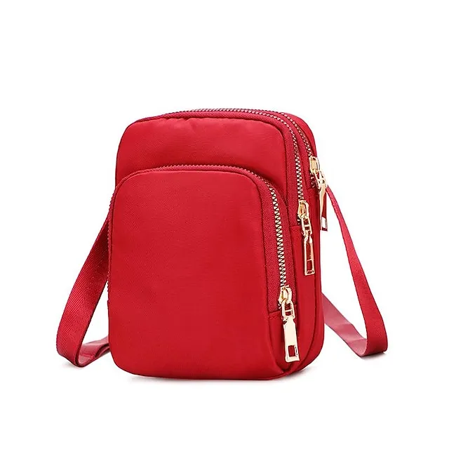 Men's Women's Crossbody Bag Shoulder Bag Mobile Phone Bag Nylon Outdoor Daily Zipper Adjustable Large Capacity Breathable Solid Color Black Red Purple