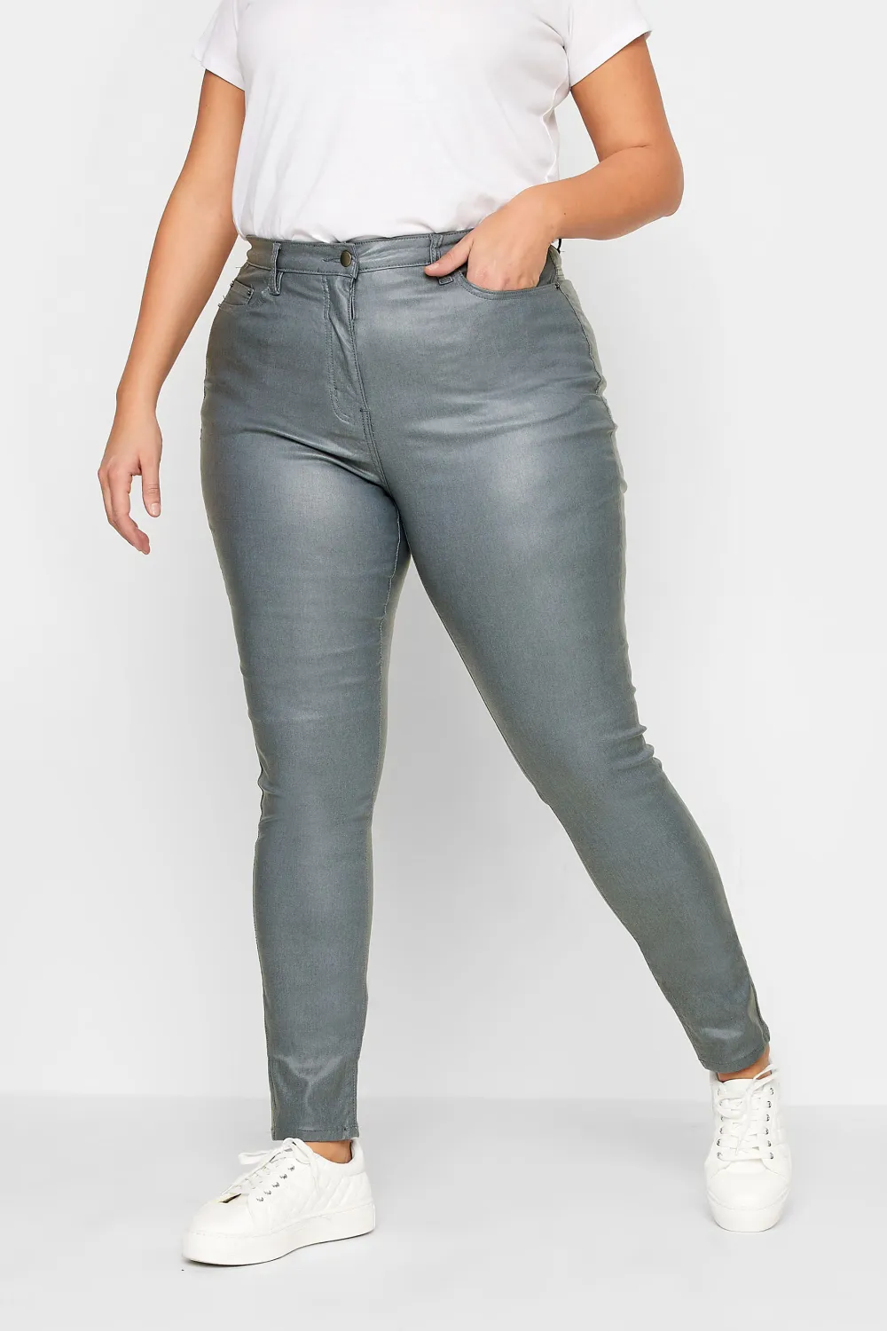 LTS Tall Blue Coated AVA Skinny Jeans