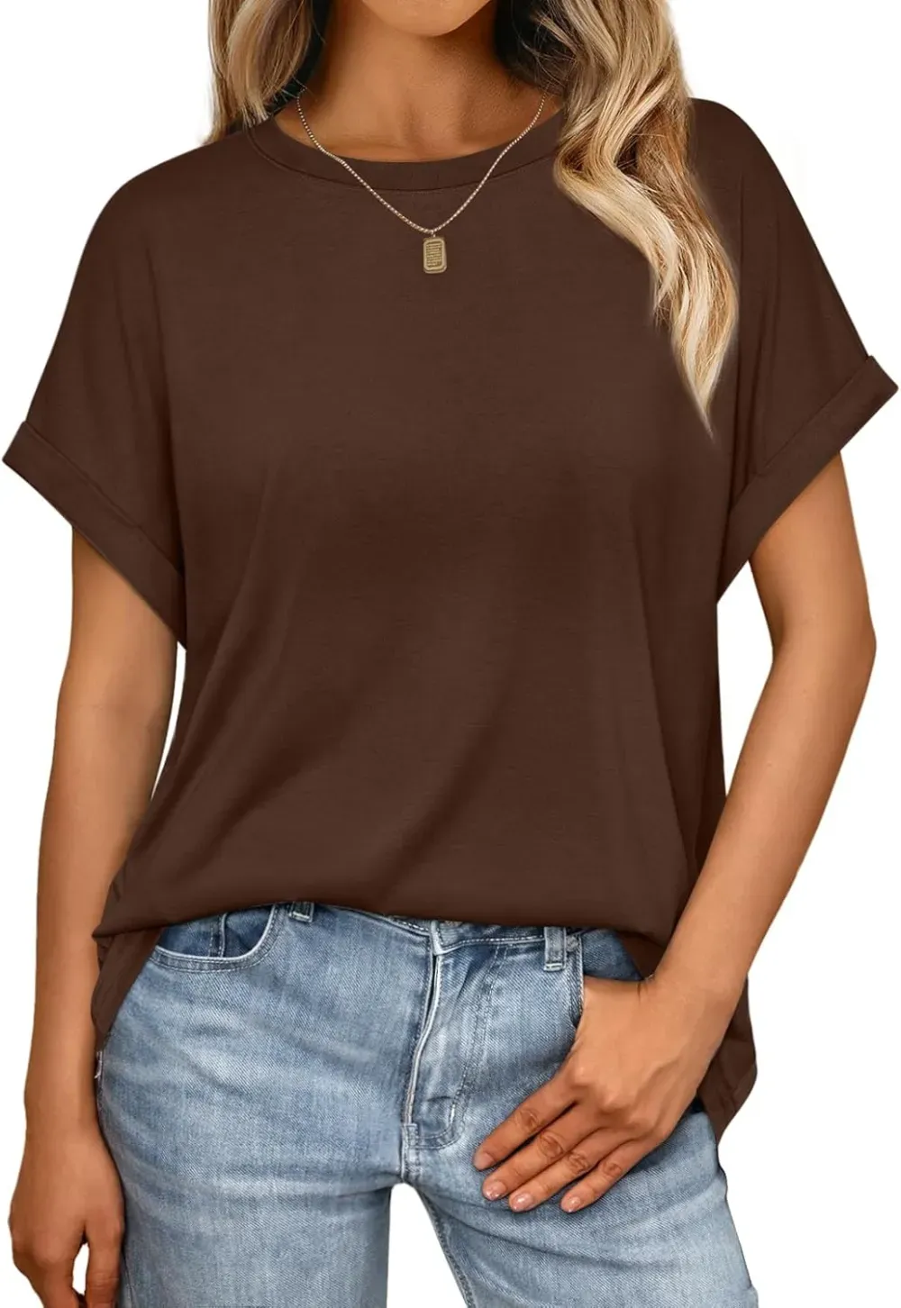 AUTOMET Women Tops Casual Basic T Shirts Loose Fit Crewneck Short Sleeve Summer Outfits