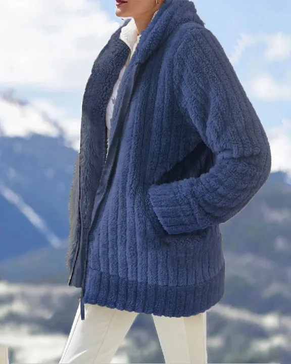 Plush Solid Zipper Jacket