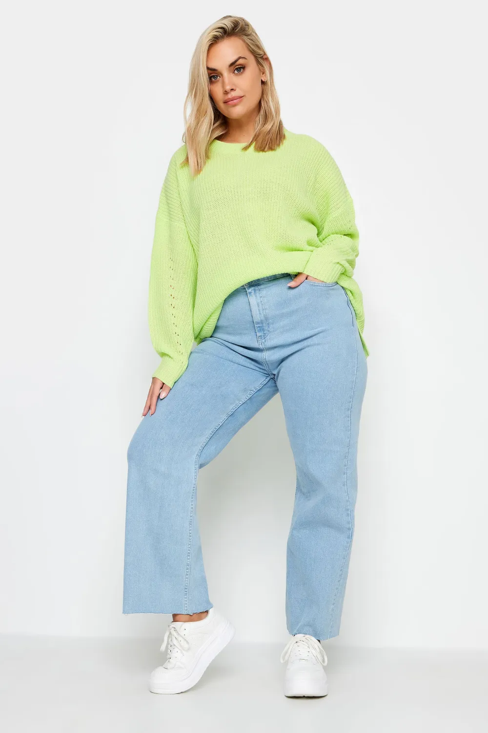 YOURS Curve Lime Green Ribbed Knit Jumper