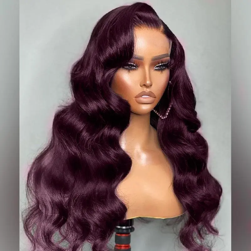 Hot Selling Sterly Hair Dark Purple Plum Body Wave Human Hair Wig BUG Colored Wigs