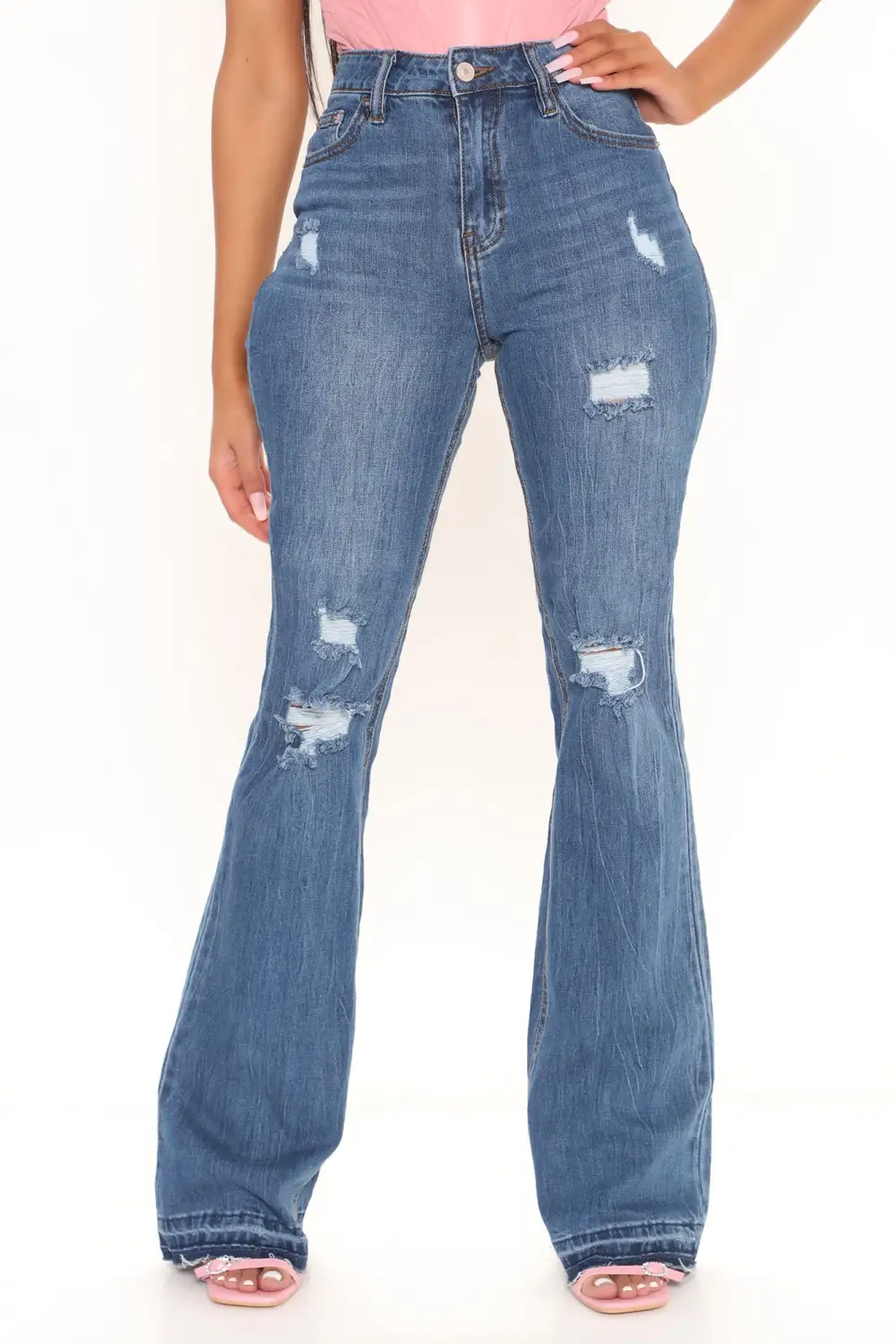 Tall Road Tripper Ripped Stretch Flare Jeans - Dark Wash