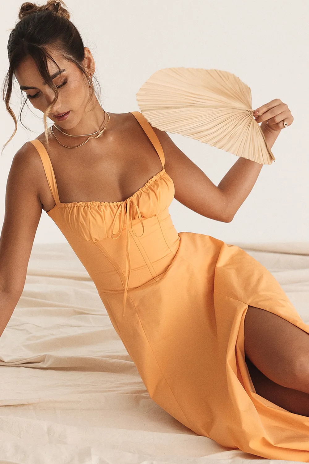 TANGERINE BUSTIER SUNDRESS