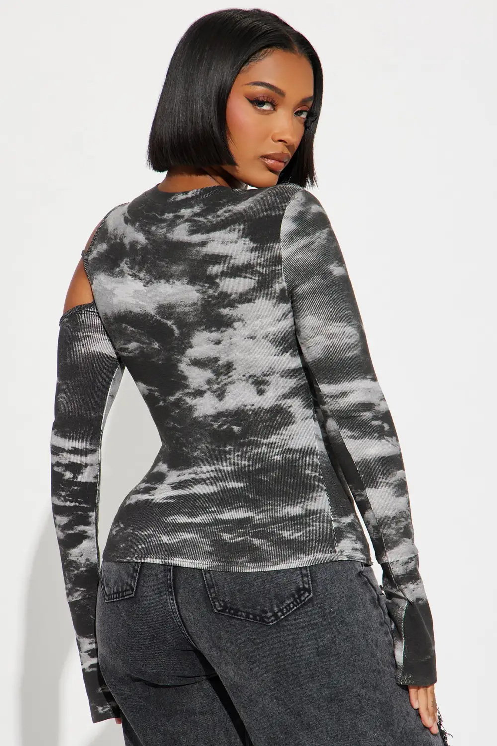 How's The View Cut Out Top - Grey/combo