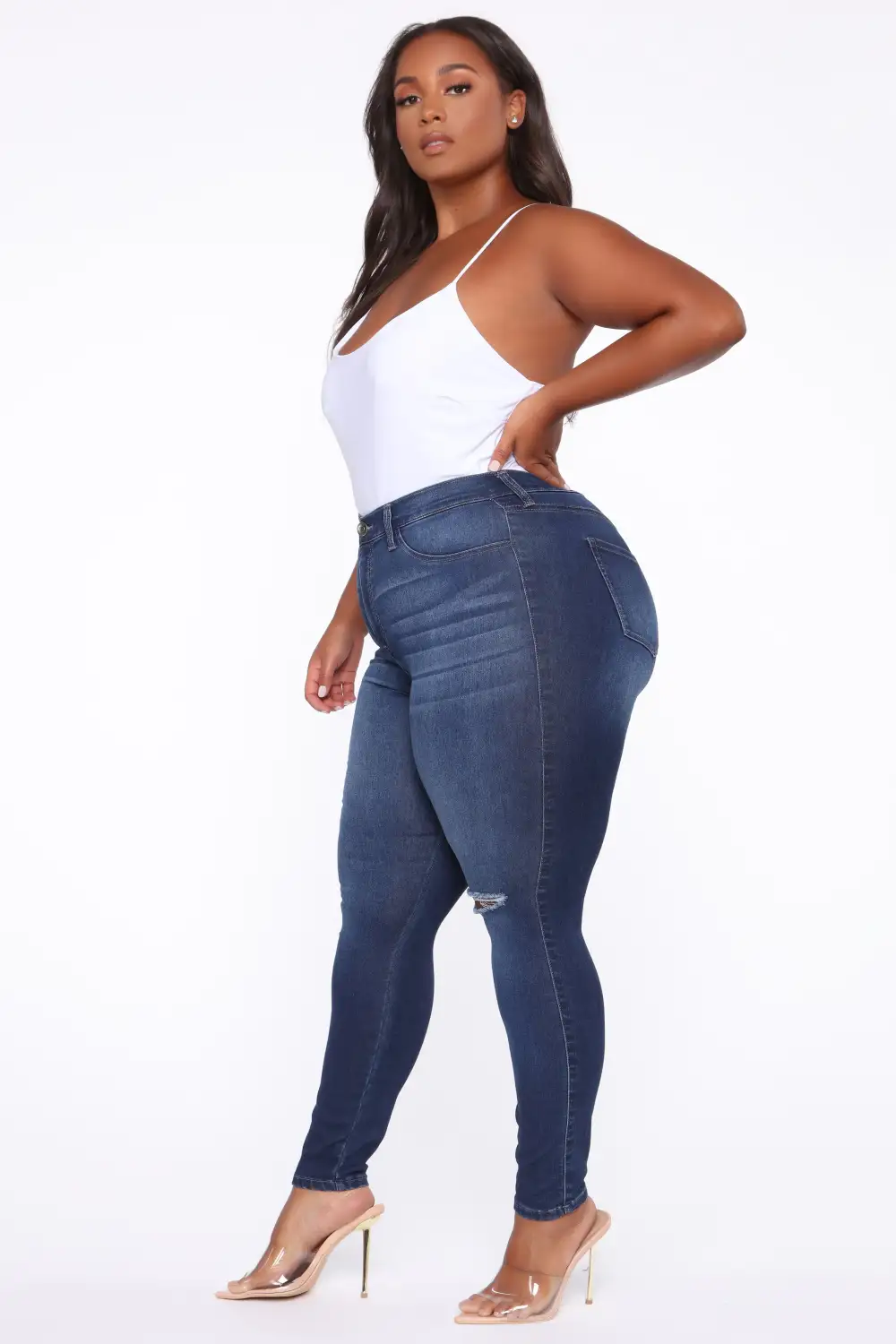 Swing My Way High Rise Skinny Jeans - Medium Blue Wash
