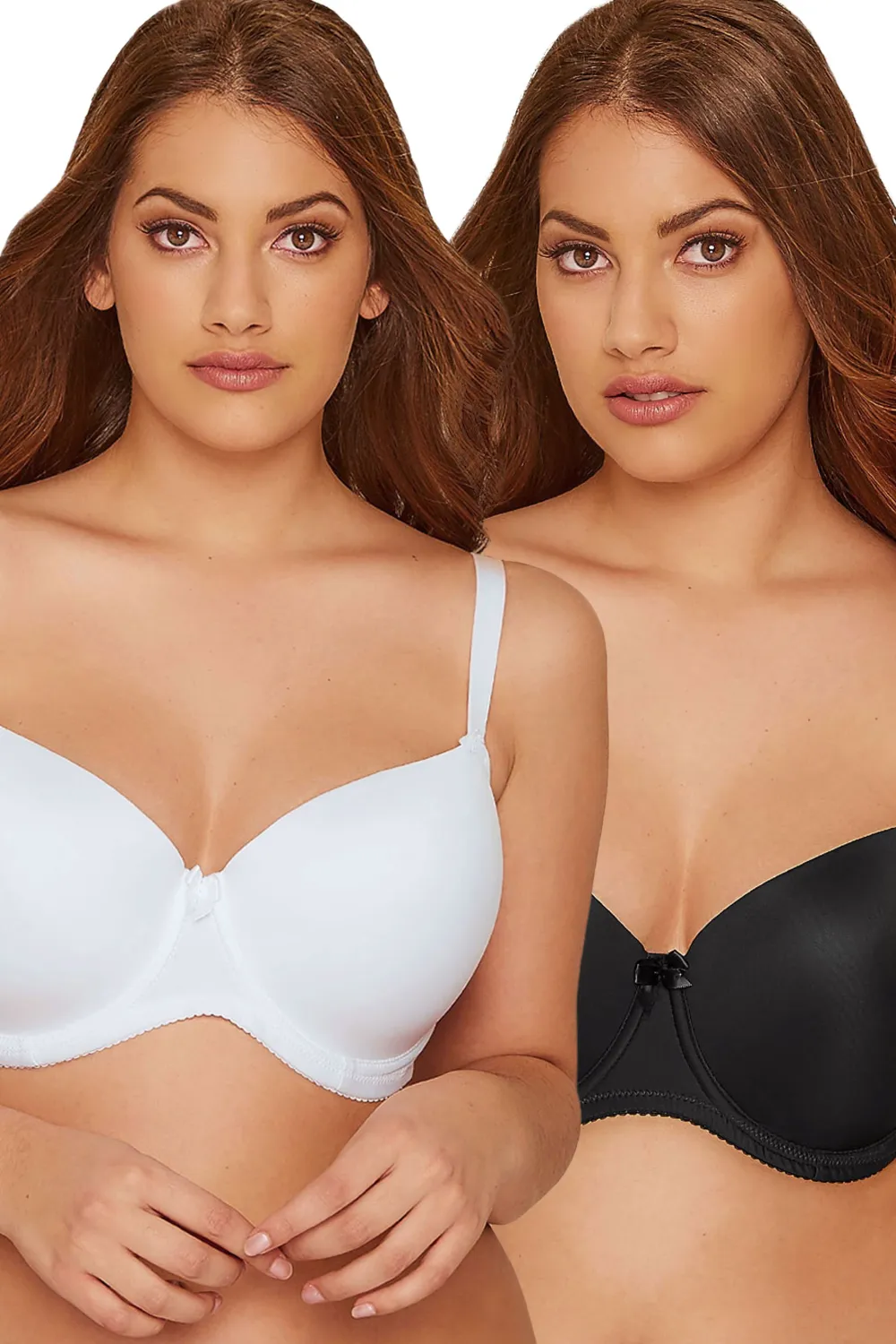 YOURS 2 PACK White & Black Moulded Underwired T-Shirt Bras