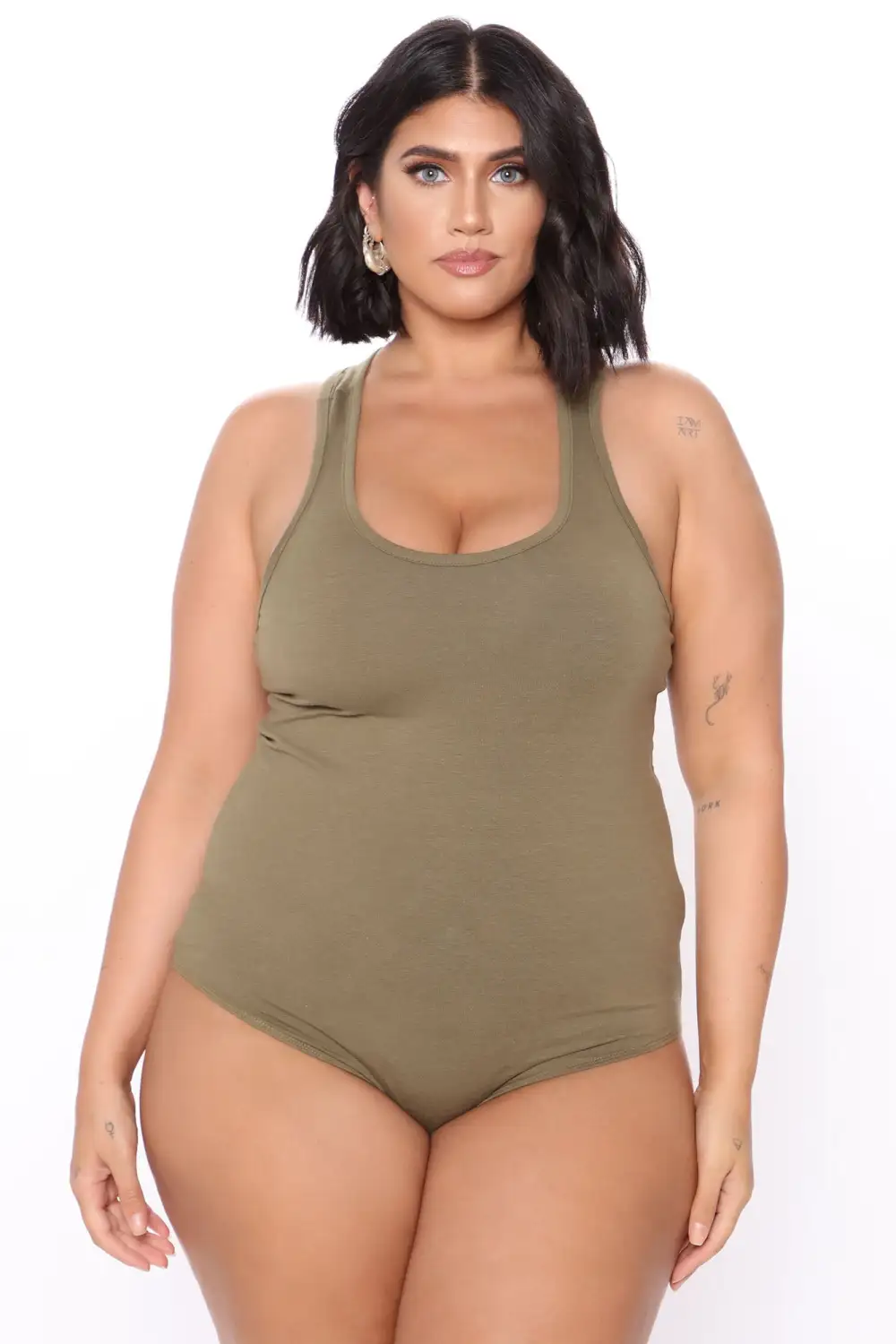 Divine Basic Tank Bodysuit - Olive