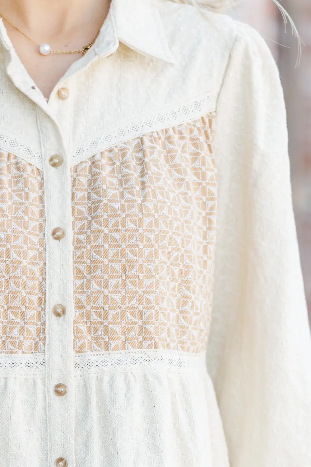 It's All A Game Cream Colorblock Dress