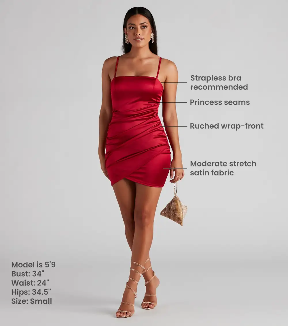 Wrapped In Stylish Satin Mini Dress