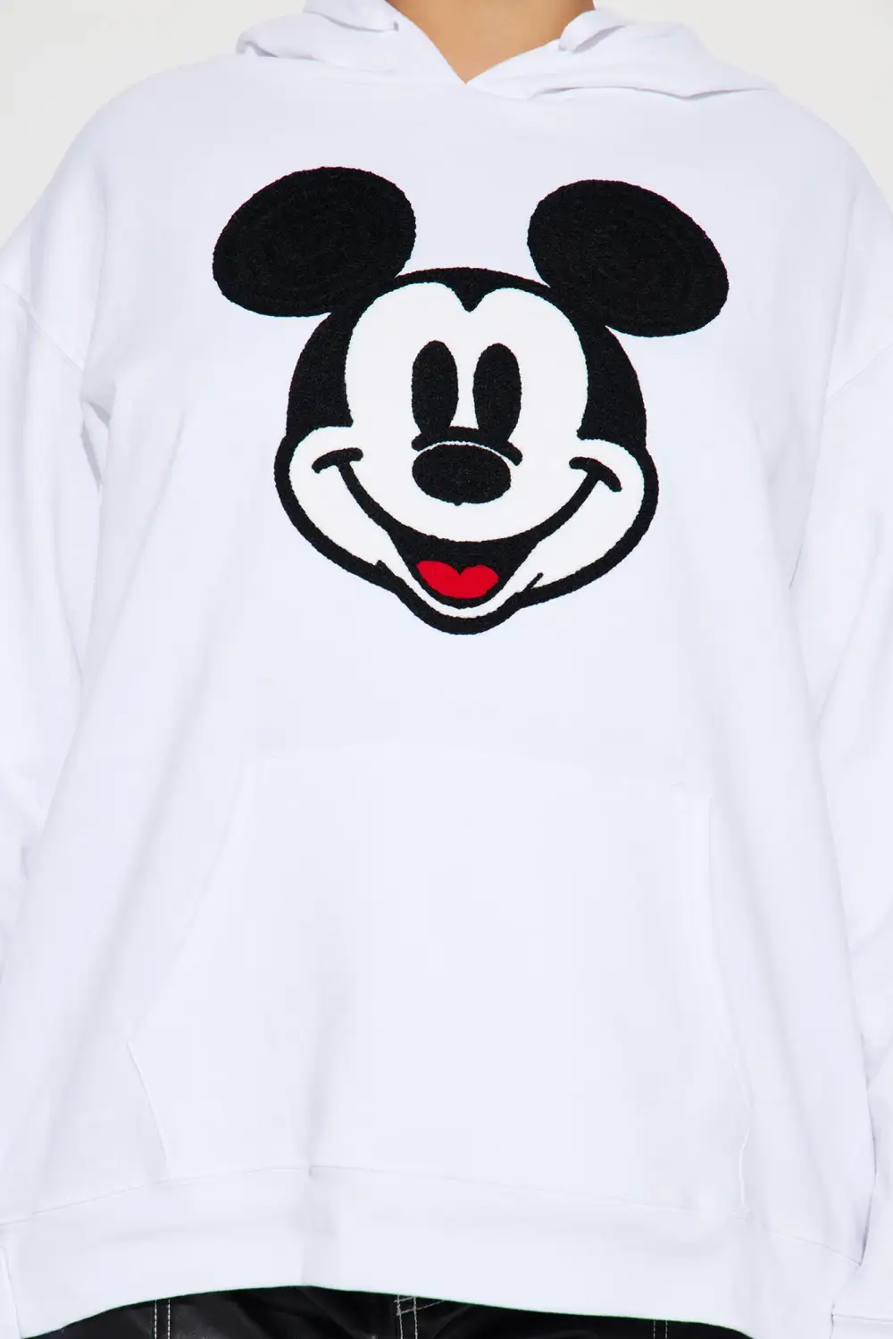 Mickey Mouse Crochet Patch Hoodie - White
