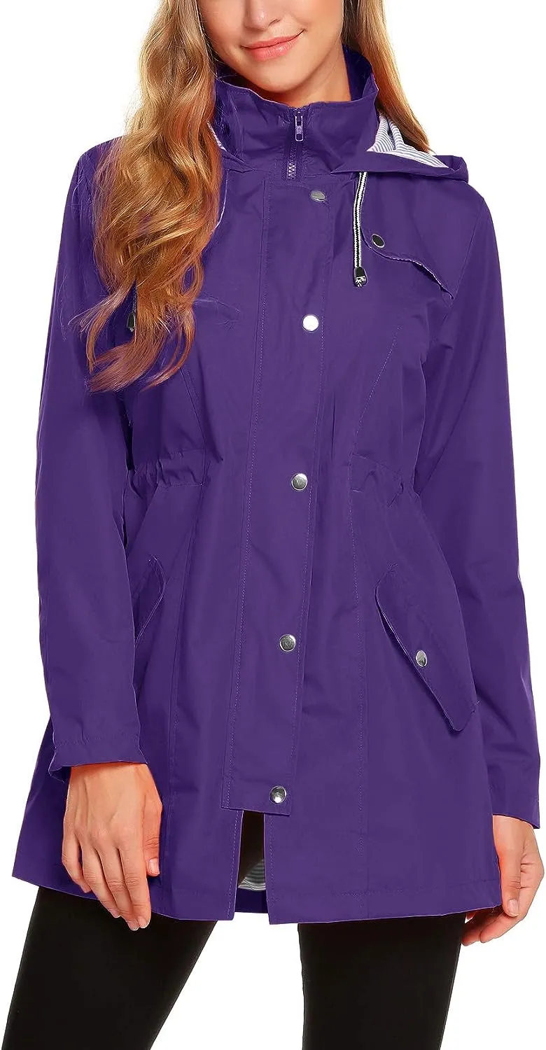 Womens Lightweight Hooded Waterproof Active Outdoor Rain Jacket S-XXL