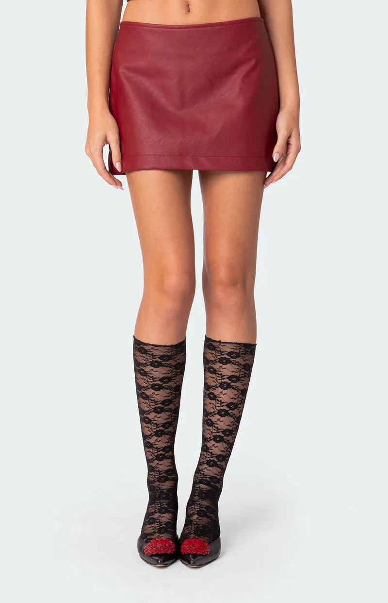 Edikted Aster Faux Leather Mini Skirt