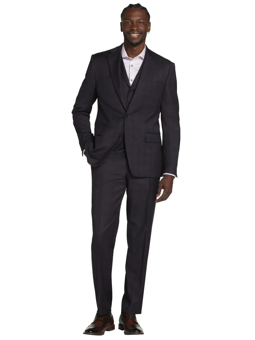 Michael Strahan Classic Fit Wool Blend Plaid Suit Jacket