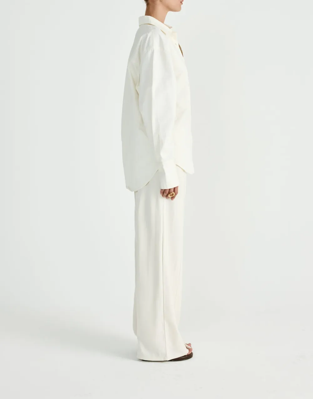 Designer Button-Detailed Mid-Rise Wide-Leg Trousers