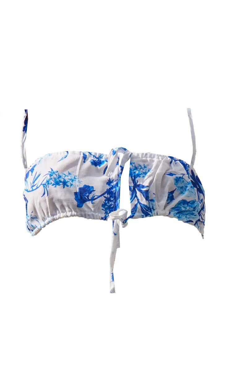 Zebra Woven Floral Printed Tie Strap Bralet