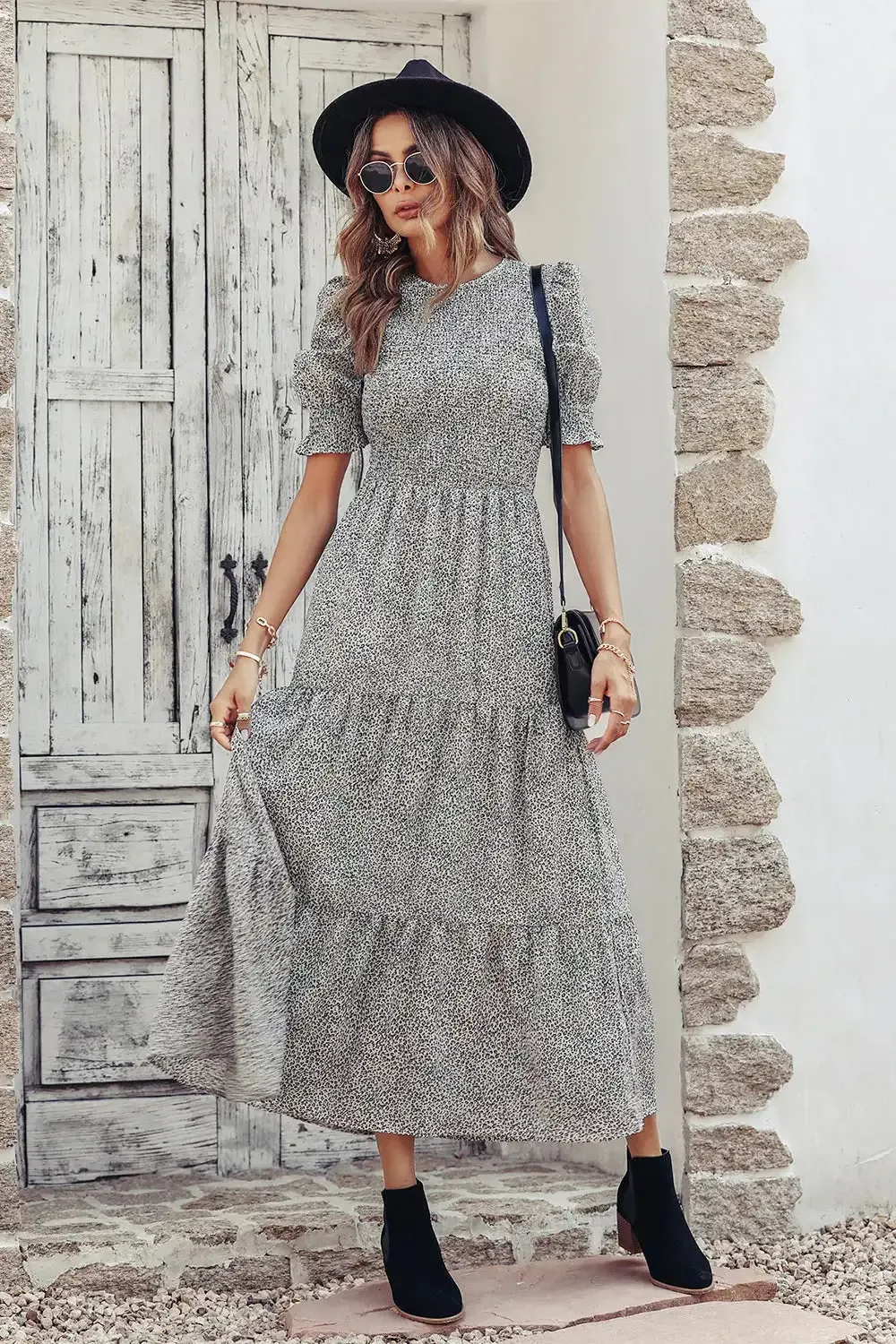Summer Ruffle Bohemian Tiered Smocked Maxi Dress