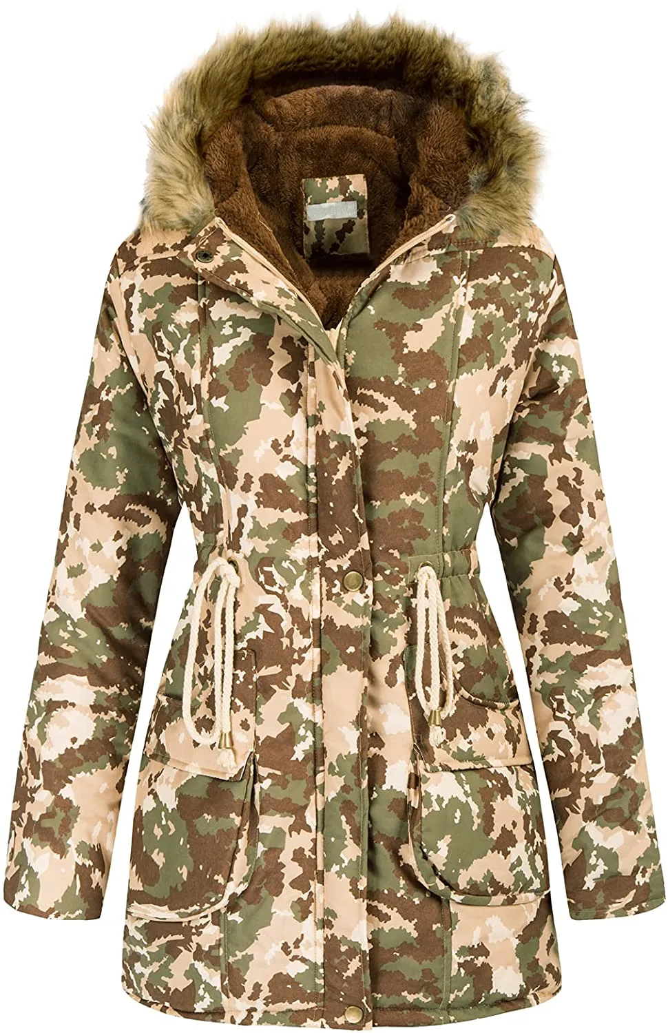 Women's Winter Coats Fleece Parkas Anoraks Hooded Military Jacket Coats M Black