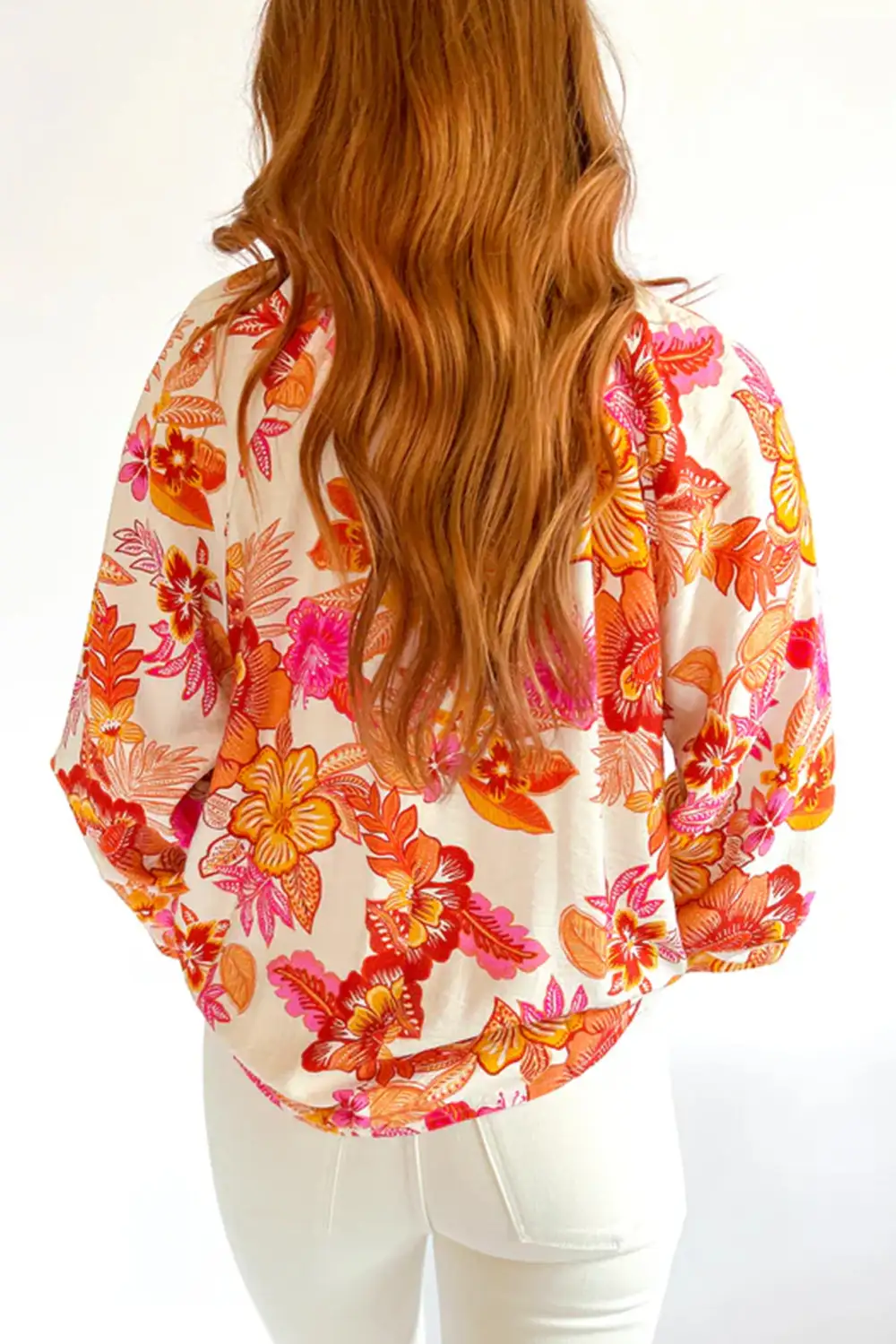 Everyday Floral Button Front Puff Sleeve Blouse