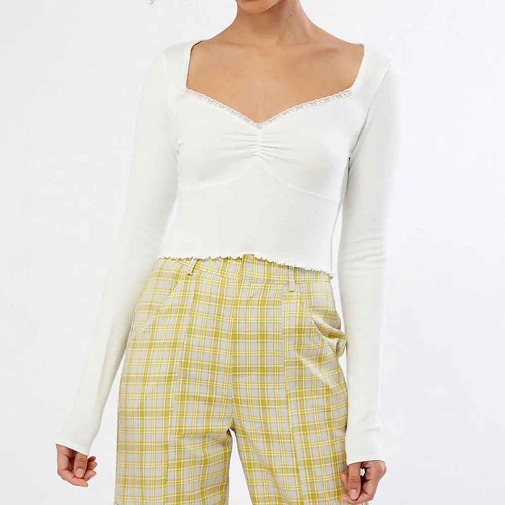 Ruffled Lacey Day Long Sleeve Sweater Top