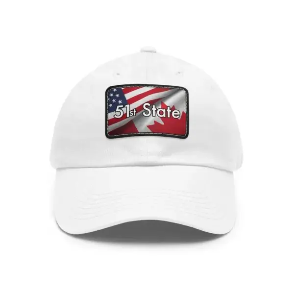 51st State USA and Canada dad hat with rectangle leather patch