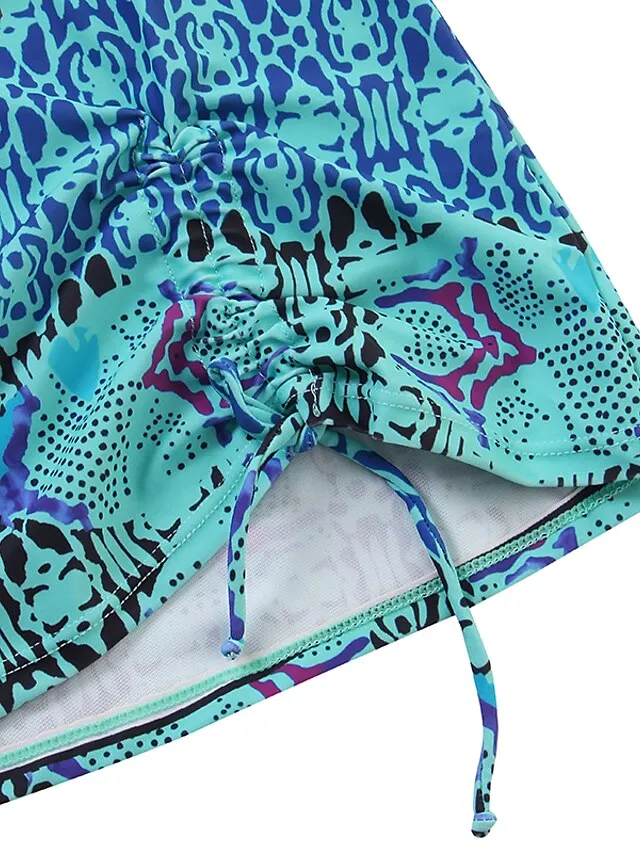 Women's Swimwear Tankini 2 Piece Normal Swimsuit 2 Piece Modest Swimwear Open Back Printing Color Block Blue Camisole Strap Bathing Suits New Vacation Fashion