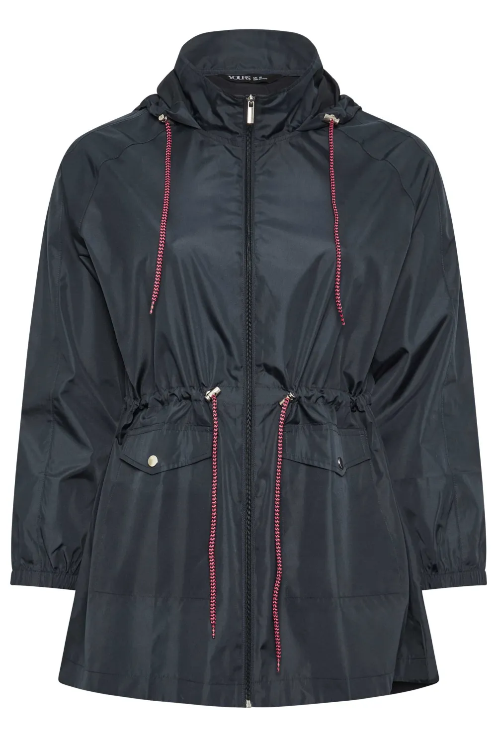 YOURS Curve Black Drawstring Lightweight Parka Jacket