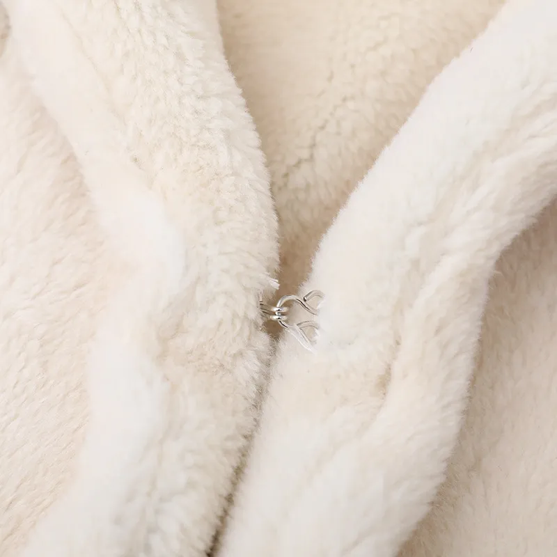 Fashion Plush Denim Stitching Lamb Wool Liner Thickened Short Jacket