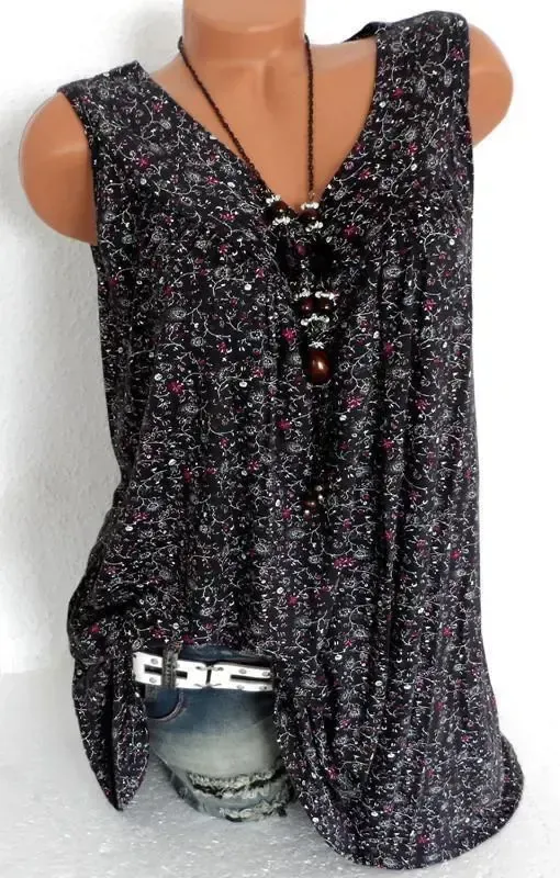 Plus Size Women Fashion Blouse Casual Loose Floral Printed Tops