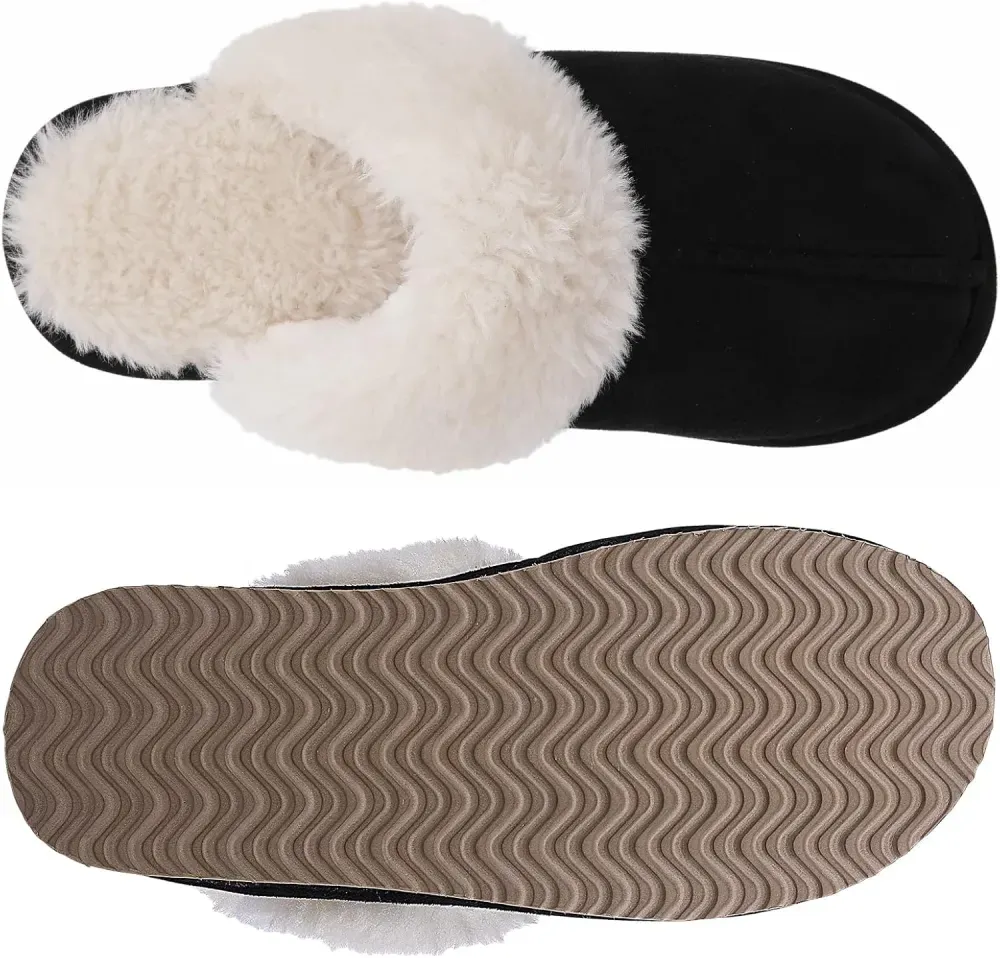 Women's Fuzzy Memory Foam Slippers Fluffy Winter House Shoes Indoor and Outdoor