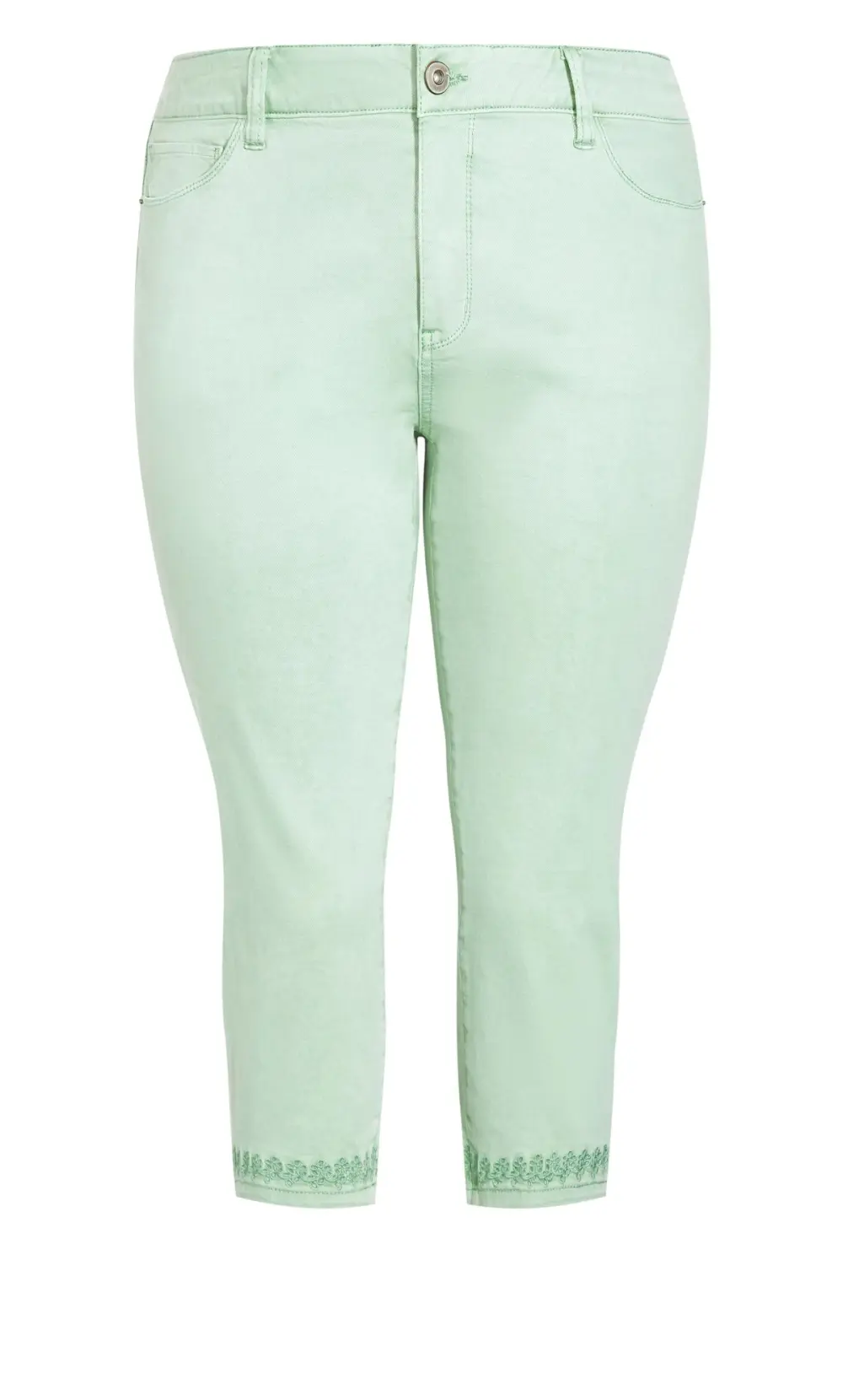Evans Mint Green Embrioded Cropped Jeans