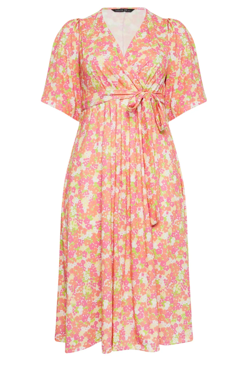YOURS Curve Orange Floral Print Wrap Midi Dress