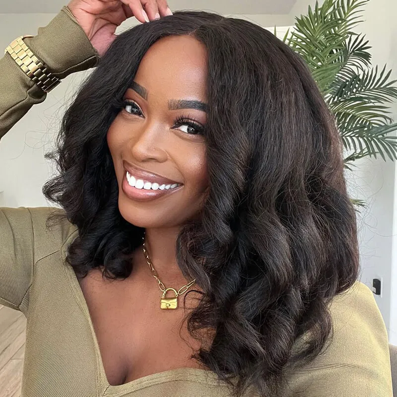 Sterly Wear And Go Yaki Straight 7×5/13×6 Glueless Bob Human Hair Wigs Pre Pleached