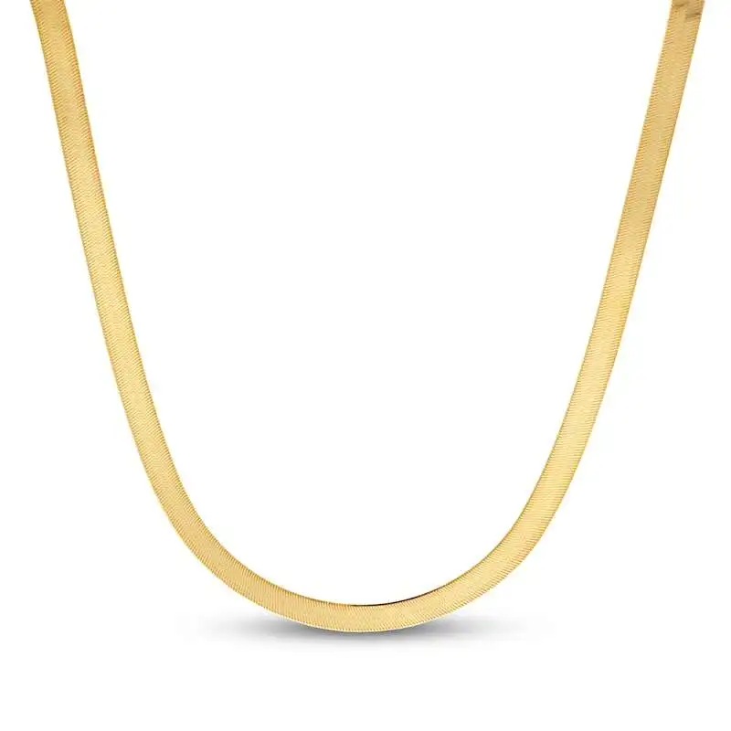 Solid Herringbone Chain Necklace 10K Yellow Gold 20