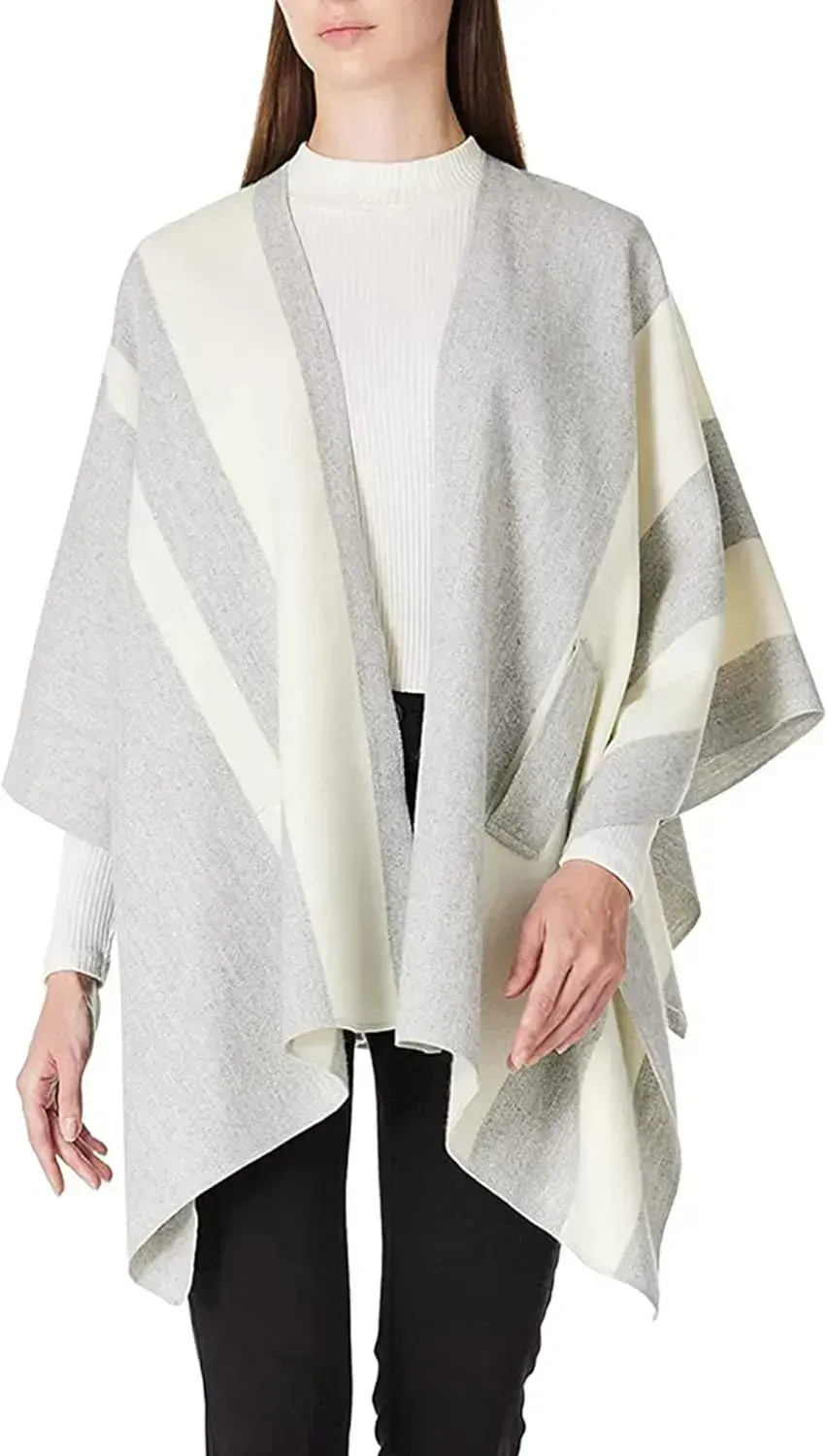 Women's Shawl Wrap Poncho Ruana Cape Open Front Cardigan Shawls for Fall Winter