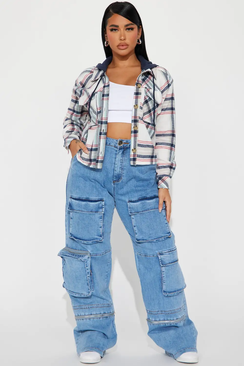 Prime Plaid Hooded Shirt - Blue/combo