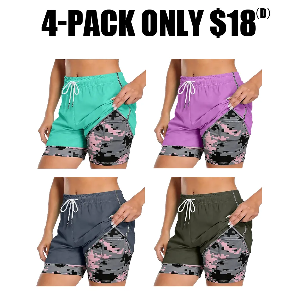 Workout Shorts Women Drawstring High Waist Running Short Pants Quick Dry Gym Athletic Board Clothes with Pockets