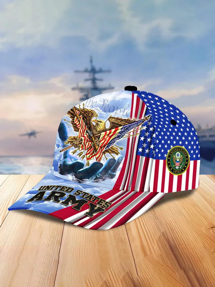 Unisex Casual Independence Day Us Army Print Cap