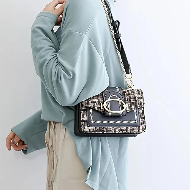 Women's Crossbody Bag Shoulder Bag Mobile Phone Bag PU Leather Cotton Party Outdoor Buttons Adjustable Large Capacity Durable Patchwork Black White Blue