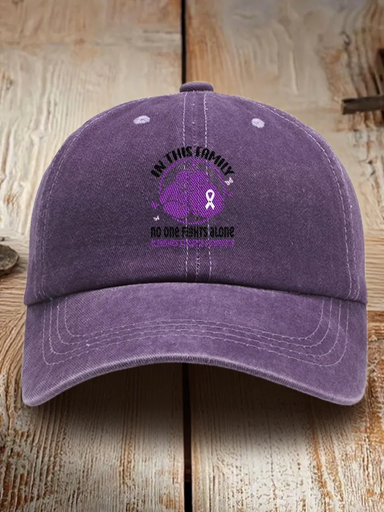 In This Family No One Fights Alone Alzheimer'S Awareness Baseball Cap
